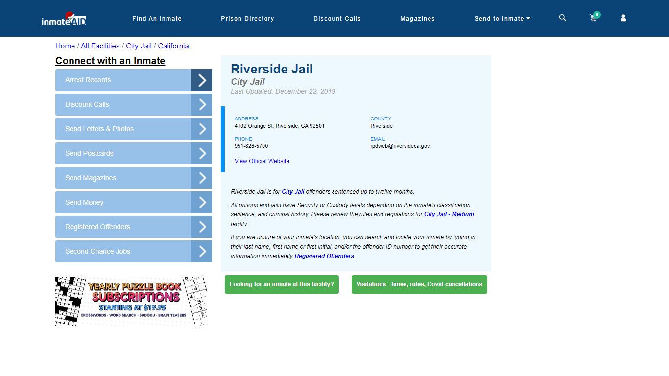 Riverside Jail | Inmate Locator